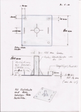 Konstruktionskizze Grundplatte Antennenmast (Ingenieurbüro Knappe)