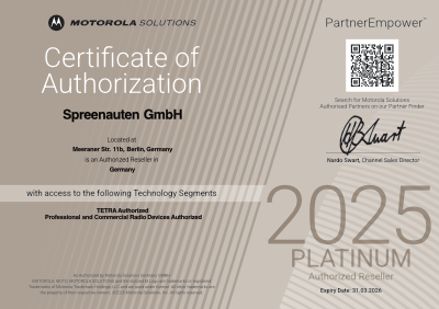 Motorola Platinum Certificate